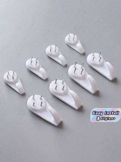 10/30/50pcs Invisible Plastic Hook , Invisible Nail Small Items, Traceless Storage Suspension, Picture Hanging Kit, No Damage Wall Hangers For Photo Frame Art Painting Non-Trace Drywall Stucco Concrete Hooks, For Home