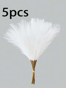 5-50 piezas Pasto pampa artificial blanco, plantas falsas esponjosas y altas de juncos para decoración de boda bohemia, fiesta, jarrón del hogar, manualidades y fotografía - Blanco - Ver 8
