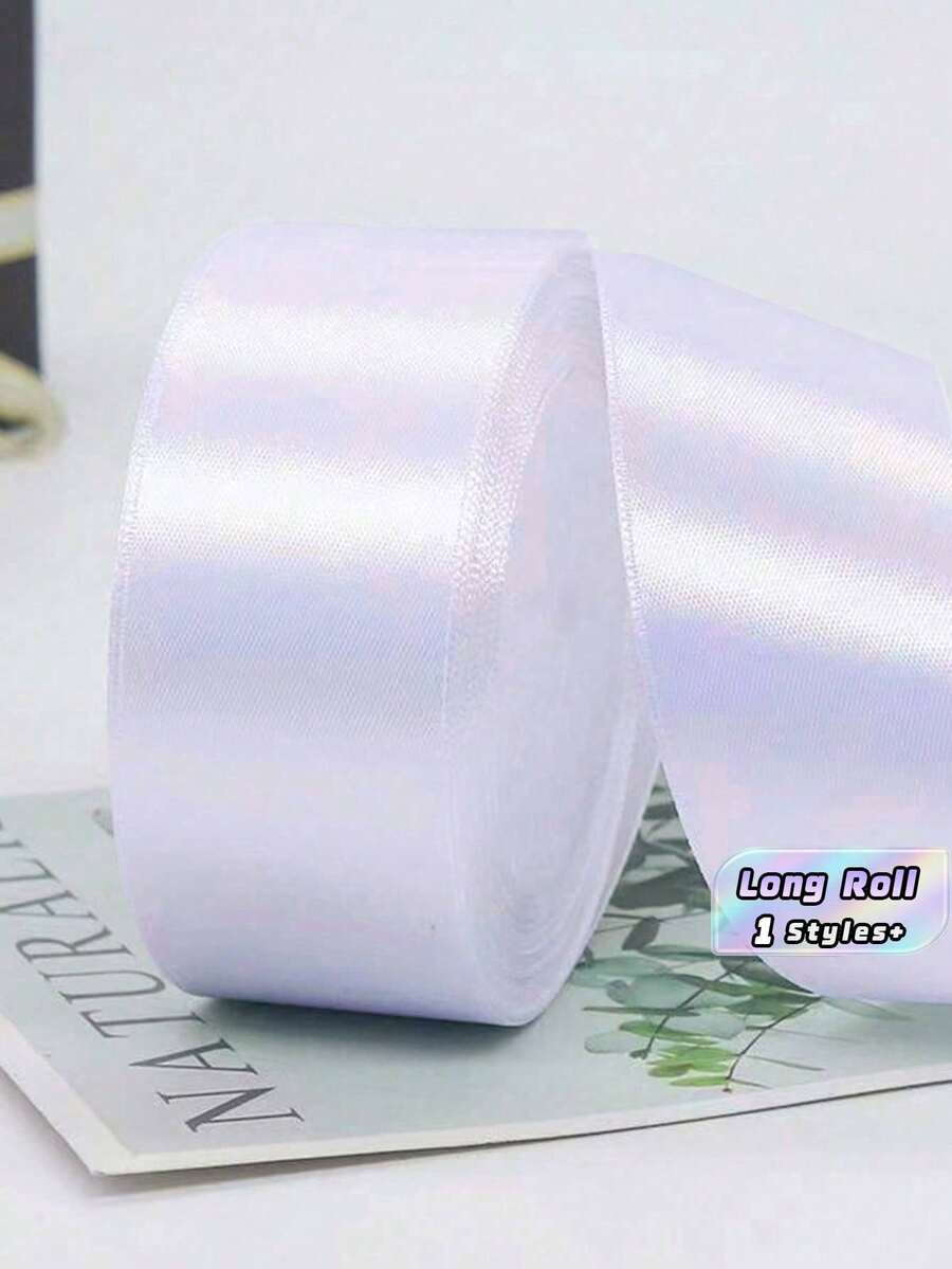 1卷4厘米宽缎带,非常适合DIY发饰、工艺品、烘焙装饰。 - 白色 - 查看 1