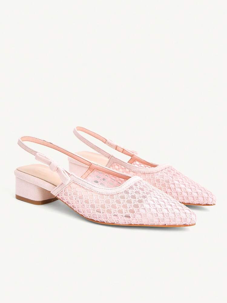 CUCCOO CHICEST Women's Pointed Toe Low Heel Black Polka Dot Mesh Elegant Breathable Slip-On Pumps Valentine's Day Elegant Shoes Wedding Shoes Summer Shoes Bride Shoes