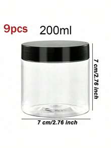 9PCS 2.75 Inch PET Plastic Containers With Lids, Leak-Proof Travel Jars For Creams, Paints, Samples & Cosmetics - Black and White - View 12