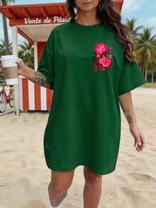 Vacation,Spring,Resort Wear Women,Spring-Shirt Women - Dark Green - View 2