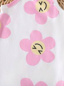 SHEIN 4件套女婴休闲舒适日常百搭吊带连体衣，适合夏季度假和外出穿着 - 彩色 - 查看 3