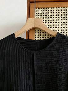 INAWLY Women's Casual Loose Fit Batwing Sleeve Round Neck T-Shirt - Black - View 4