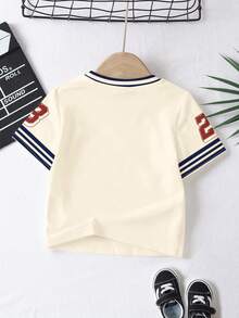 Bộ 3 áo thun ngắn tay cổ tròn phong cách Y2K tối giản cho bé trai, in chữ và số 23 kiểu Anh, thích hợp cho mùa xuân và mùa hè. - Nhiều màu - Xem 7