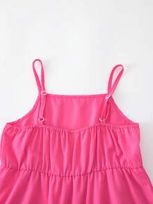 SHEIN Sparklyn Girls Pink Floral Summer Dress,Sweet Suspenders Boho Vacation Holiday Essential Set,Casual Fustian Pattern Clear Color Outdoor Lovely Dress For Girl - Multicolor - View 4