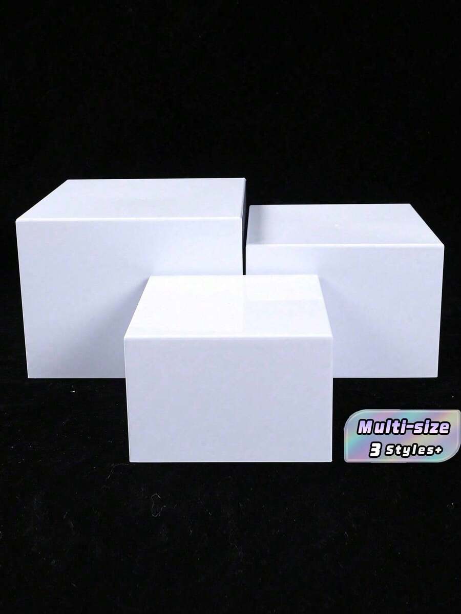 3/6-Piece Stackable Acrylic Dessert Display Stand Set - White Rectangular Tiered Riser For Wedding, Party Buffet & Holiday Decor (Multiple Sizes)