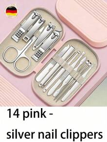 Juego de cuidado de uñas de 8/14 piezas - Un juego de recorte de uñas y pies con cortaúñas, tijeras y cucharillas para los oídos, que incluye un estuche de viaje portátil, herramientas de belleza para hombres y mujeres, un imprescindible tanto para la familia como para los viajes - Multicolor - Ver 15