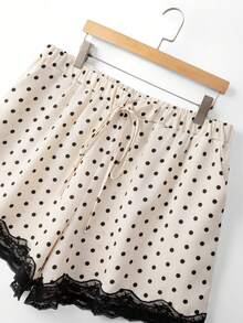 GlowEve CURVE Plus Size Black And White Print Lace Shorts Holiday Summer Cute Lounge Dates Fairy - Apricot - View 3