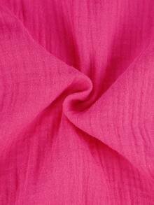 SHEIN Women's 100% Cotton Shirt Dress With Open Collar,Hot Pink Summer Casual Vacation Loose-Fitting Beach Short Dress,Fashionable Spring/Summer Outfit - Hot Pink - View 7