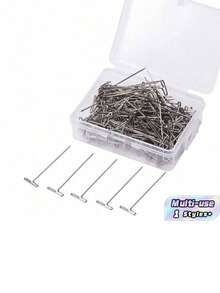 50 T-Pins - Versatile Steel Pins For Craft Jewelry Making, Sewing, And Knitting, Perfect For Securing Wigs To Canvas Headrests. Durable T-Pins Suitable For DIY And Clothing - Silver - View 1