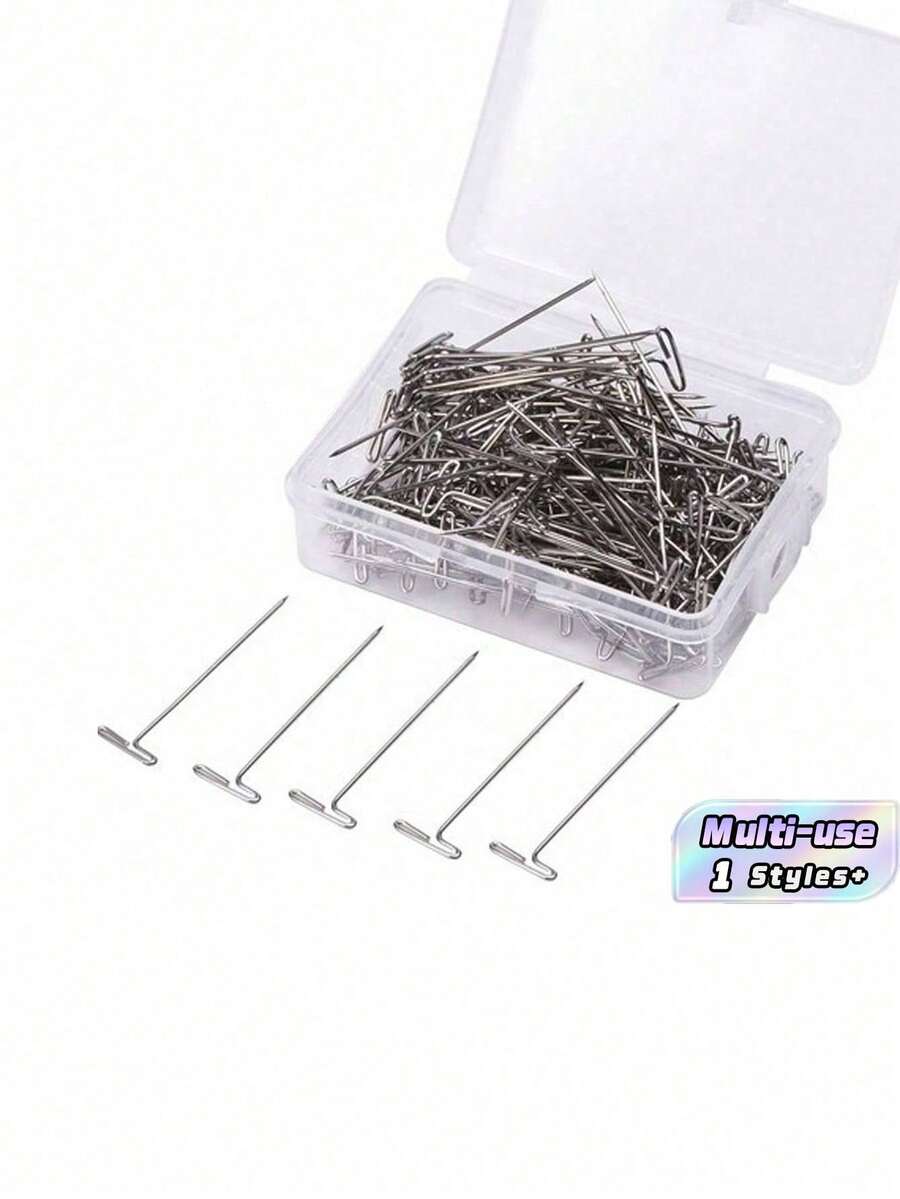 50 T-Pins - Versatile Steel Pins For Craft Jewelry Making, Sewing, And Knitting, Perfect For Securing Wigs To Canvas Headrests. Durable T-Pins Suitable For DIY And Clothing - Silver - View 1