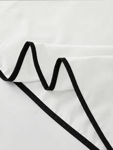 Franclia Summer Waist-Cinching A-Line Mini Dress, Retro French Contrast Color Slip Dress - White - View 7