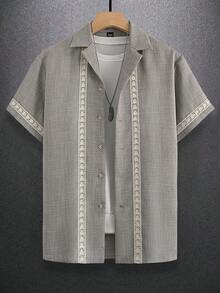 Manfinity Homme Men's Casual Short Sleeve Shirt With Strap - Grey - View 4