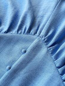 Maweii Mono de tiras de espagueti con escote en V sexy para talla grande, ideal para vacaciones en la playa - Azul - Ver 7