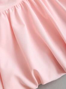 Qadelle Vestido mini con volantes florales sin tirantes, con cintura plisada, minimalista y elegante, adecuado para vacaciones, uso diario casual, primavera/verano para mujeres - Rosa - Ver 7