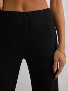 Women's Casual Solid Color Wide Leg Pants - Black - View 5