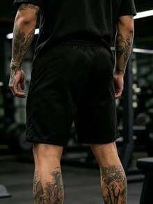 GymBeat Men's Casual Printed Sports Shorts, Gym - Black - View 2