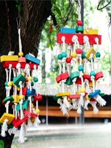 1 Juguete para Loro, Juguete Masticable y Frotable de Colores Vibrantes para Loros Medianos/Pequeños, para Aliviar el Aburrimiento, Suministros para Mascotas, Decoración de Jaula de Pájaros - Multicolor - Ver 9