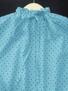 GlowEve Vacation Style Blue Polka Dot Tie Strap Sleeveless Shirt Date Birthday Summer Cute - Blue - View 3