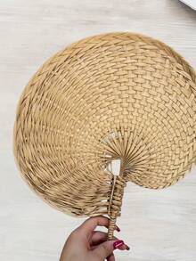 Cirelle 1pc Vintage Thai Hand Fan Conch Shell Shape Palm Leaf Wall Decor Photography Prop Gift For Friend - log color - View 11