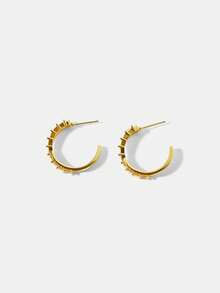 MOTF PREMIUM Pendientes de piedra microincrustados con textura simple dorada - Dorado - Ver 8