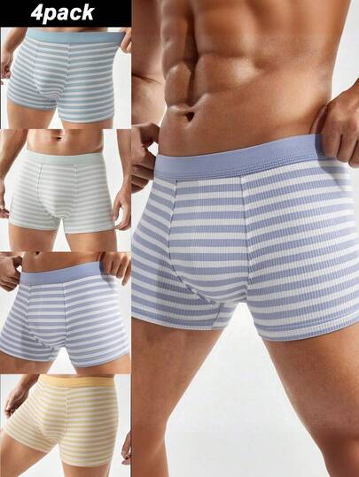 Conjunto de 4 calzoncillos casuales para hombre con bloques de color con cordón y estampado de letra