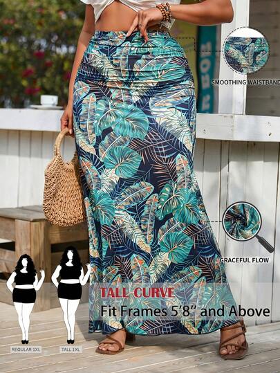 SHEIN Tall CURVE Chân váy cỡ lớn in họa tiết, kiểu dáng tối giản và thời trang, phù hợp cho mặc hàng ngày và đi nghỉ mát ở biển, thích hợp cho mùa hè, đi làm hàng ngày, hẹn hò, dự tiệc, Giáng sinh, Năm mới, Lễ Tạ ơn, Tiệc tùng, Đám cưới, Bãi biển, Lễ tốt nghiệp, Thời trang, Thanh lịch, Thường ngày, Đi chơi, Hẹn hò, Đặt chỗ, Đi làm, Lấp lánh, Ngày lễ tình nhân, Thanh lịch, Kỳ nghỉ, Thường ngày, Y2K, Đi chơi, Lễ tốt nghiệp và các dịp khác.