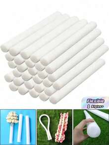 Palos de espuma floral blanca profesional (1/3/5/8/9 piezas) - Oasis cilíndrico sólido para base de ramos de boda DIY, decoración festiva y estacional (Pascua, Acción de Gracias, Halloween) - Barra de espuma - Ver 2