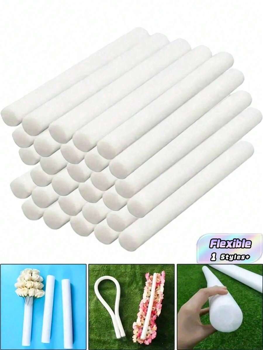 Palos de espuma floral blanca profesional (1/3/5/8/9 piezas) - Oasis cilíndrico sólido para base de ramos de boda DIY, decoración festiva y estacional (Pascua, Acción de Gracias, Halloween)