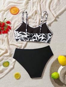 Swim Vcay 2pcs Women Swimwear Set, Casual Simple Style For Beach, Pool Party, Vacation, Spring/Summer - Multicolor - View 4
