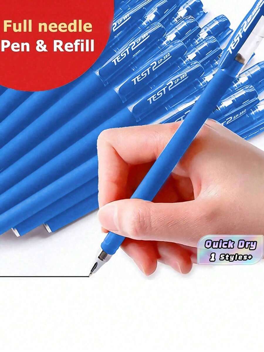 10支装蓝色哑光中性笔 0.5mm 水性笔 签名笔 黑色 蓝色 红色 笔 学生用品 办公文具 - 藍色 - 查看 1