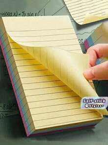 100 hojas de notas adhesivas con líneas, blocs de notas grandes rayados para estudiantes y oficina, grandes blocs de notas para tomar notas, estudiar y preparar exámenes - Multicolor - Ver 2