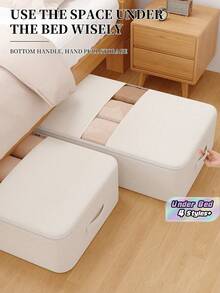 1 Pc Zippered Bed-Bottom Storage Bag, Fabric-Covered Foldable Clothing Storage Bag, Suitable For Storing Blankets, Pillows, And Other Items. High-Capacity Storage Bag With A Transparent Window; Can Be Used As A Bed-Bottom Storage Box And Also Suitable For Holiday Decorations, Room Decor, Home Decor, Bedroom Decor, Etc. - White - View 1