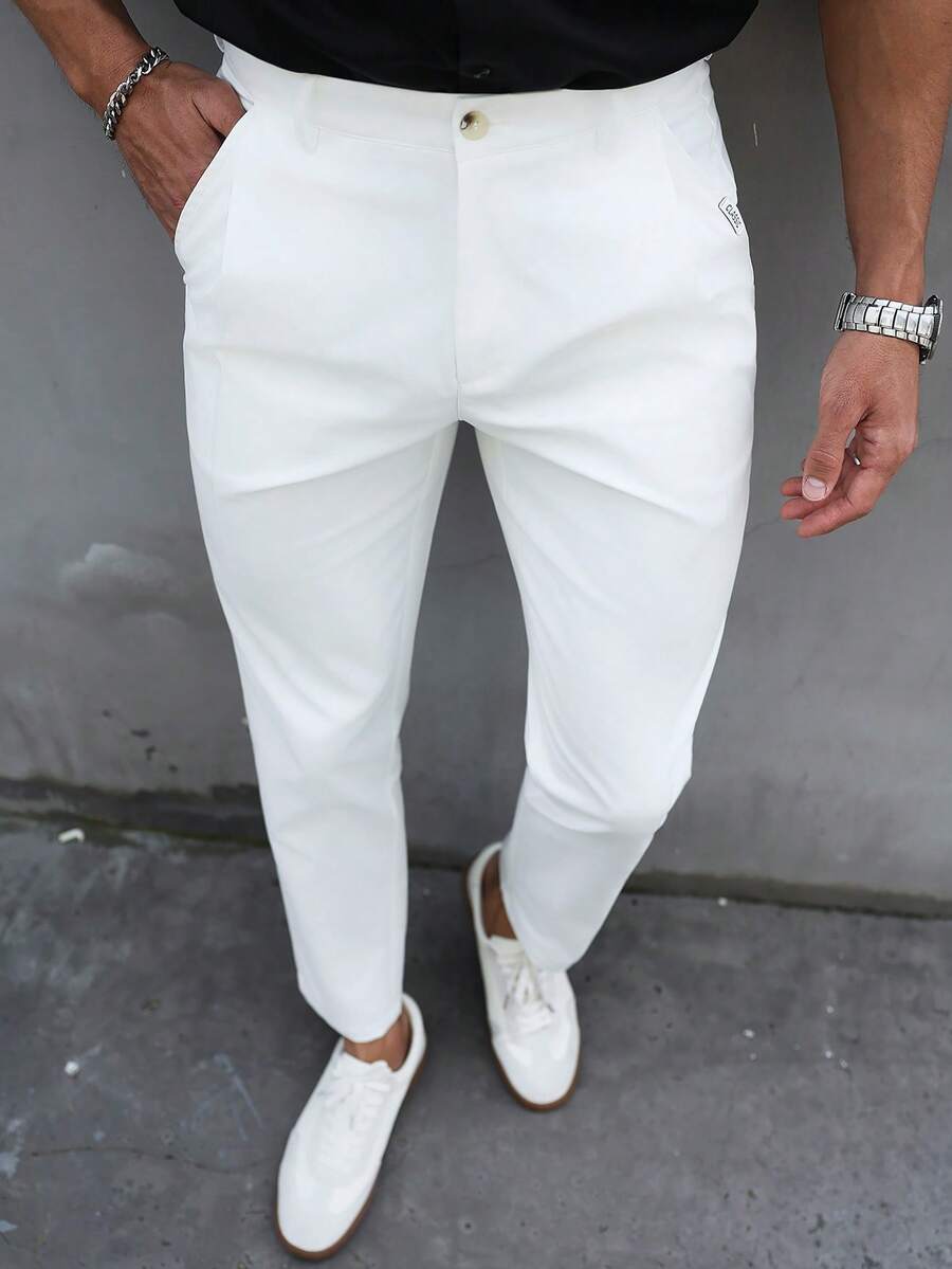 Manfinity Mode Men's White Formal Business Suit Pants, Ceremony - White - View 1