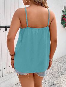 EMERY ROSE Áo camisole ren cổ chữ V phối họa tiết thanh lịch dành cho nữ - Màu xanh lam - Xem 2