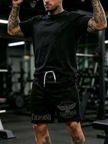 GymBeat Men's Casual Printed Sports Shorts, Gym - Black - View 4