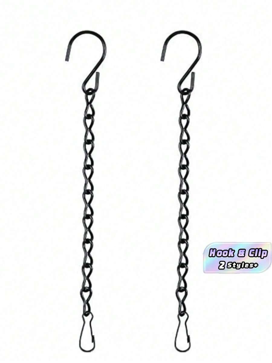 2PCS Black Decorative Chains For Hanging, Plant Basket Bird Cage Hook, Signboard Hanger Chain - Multicolor - View 1