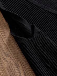 ESTAVOR Men's Solid Color Single-Breasted Casual Versatile Daily Wear Knit Top - Black - View 10