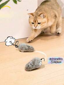 1件装猫玩具逗猫和老鼠毛绒仿真自嘲解闷消除小猫逗猫宠物用品 - 彩色 - 查看 1