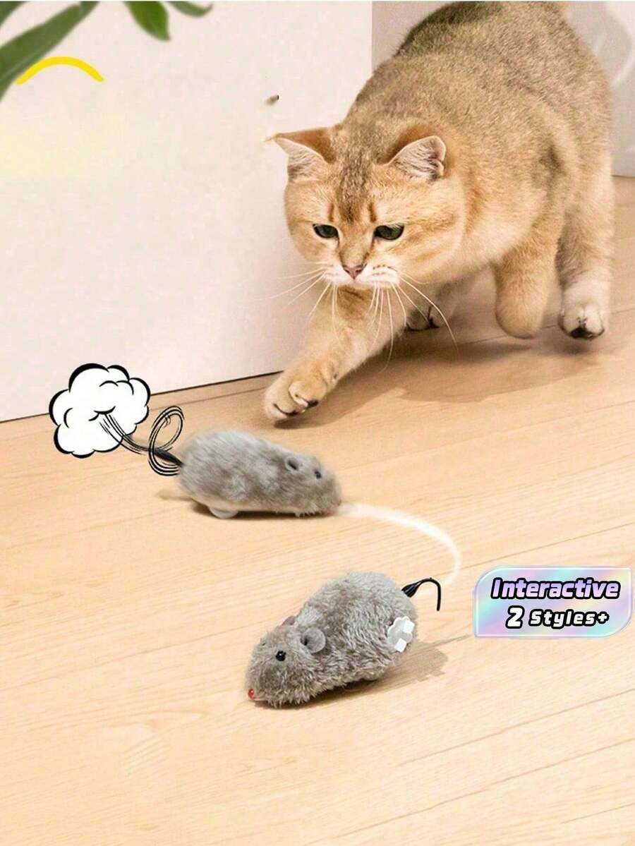 1件装猫玩具逗猫和老鼠毛绒仿真自嘲解闷消除小猫逗猫宠物用品 - 彩色 - 查看 1