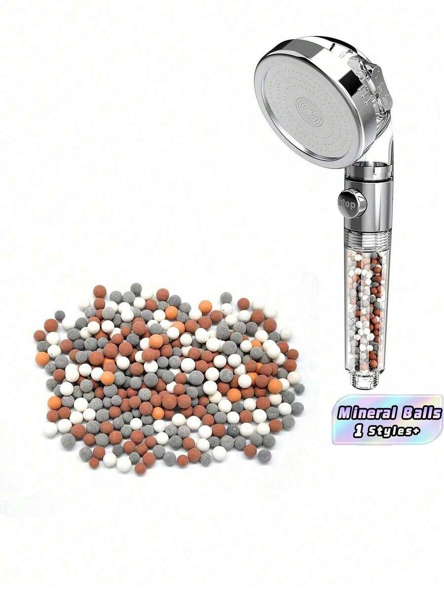 1pc  Replacement Cyan Mineral Shower Head Beads, Three-Color Shower Head Beads, Shower Filter Water Stone Beads, Filter Mineral Beads Stone Beads - Multicolor - View 1