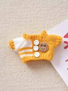 Suéter de Tricô Aconchegante para Labubu - Roupa de Inverno Fofa para Figuras e Chaveiros da 1ª/2ª Geração da Caixa Surpresa, Roupas de Boneca em Miniatura com Botões, Presente de Aniversário para Colecionadores - Multicolorido - Visão 9