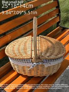 Multicolor Handwoven Storage Basket - Natural Wicker Fruit & Vegetable Bin - Rustic-Style Wicker Picnic Basket (With Lid, Handle, And Liner) - Ideal For Picnics, Parties, And BBQ Gatherings - Multicolor - View 15