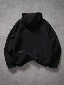 Manfinity Hypemode Men's Casual Sporty Color Block Zip-Up Hooded Jacket - Black - View 2