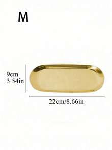 1pc Gold Luxurious Metal Storage Tray Heart Shaped Jewelry Display Tray Home Decoration Serving Plate Craft For Table Organizer Oval (7in/8.7in/10.2in) - Gold - View 13