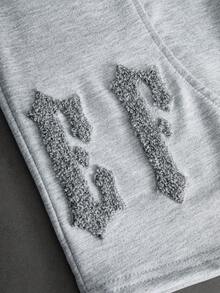 PAVTROS Quần short nam dáng rộng, thoải mái, có logo chữ, túi xéo, dây rút ở eo, quần thể thao nam màu xám. - Màu Xám nhạt - Xem 2