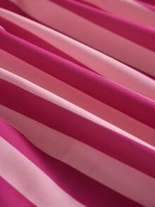 Weeklong Plus Size Fuchsia Striped Twist Front Sleeveless Crop Top - Multicolor - View 3