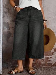EMERY ROSE EMERY ROSE Jeans de corte holgado con bolsillos en ángulo, lavados, para uso casual diario, tallas grandes - Negro - Ver 6