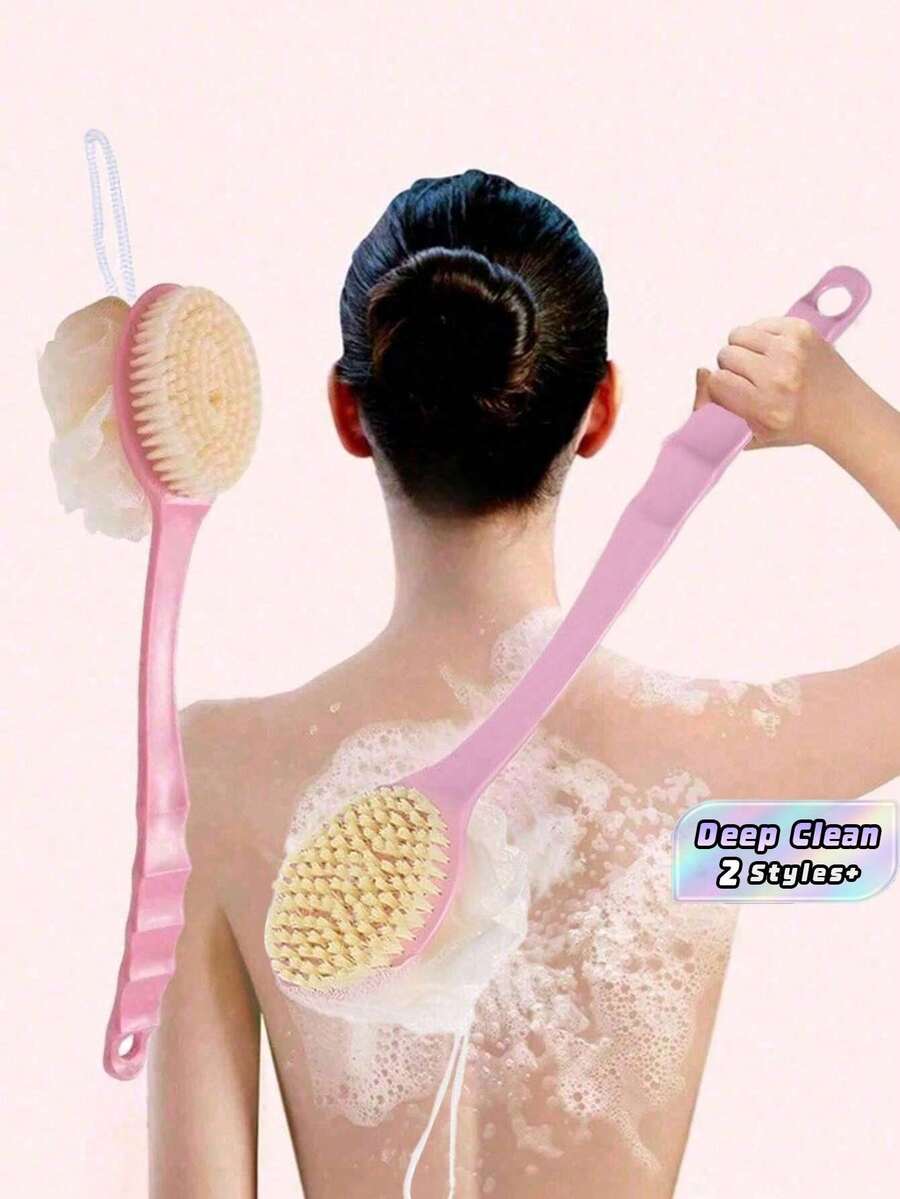 Long Handle Shower Brush, Multi-Purpose Brush For Back Exfoliation And Shower Cleaning